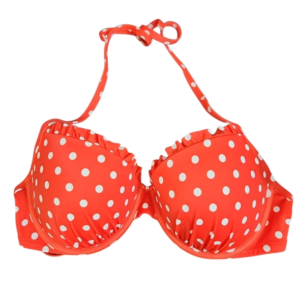 Shade & Shore Red Polka Dot Ruffle Bikini Top - Picture 2 of 7